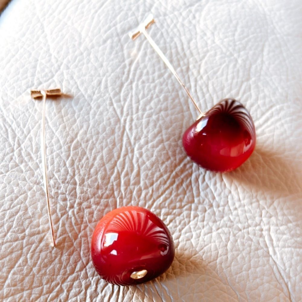 cherry earrings A301 - Picture 4 of 4